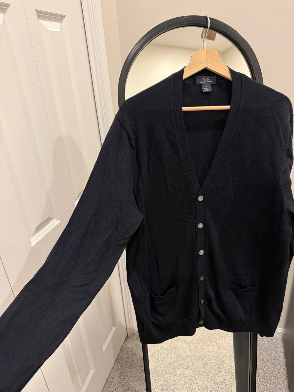 Brooks Brother’s Women’s Navy V-Neck Button Cardigan Sweater
